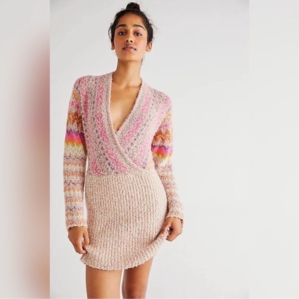 Free People - Forever Fairisle Dress in Strawberry Combo